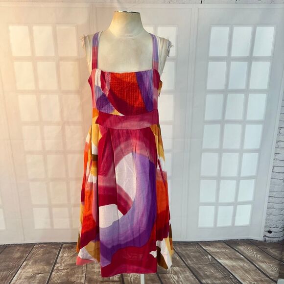Anthropologie Dresses & Skirts - Anthropologie Odille Red Purple Abstract Sleeveless Colorful Sundress Size 10